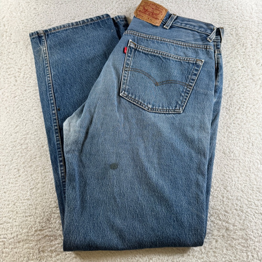 Vintage Levis 501 XX Original 40x36 Tag 36x33 Fit Jeans Straight Button Fly Blue
